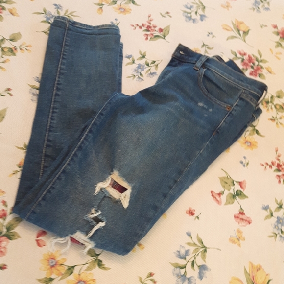 💜 size 26R Gap distressed plaid patched jeans 👖 - Picture 12 of 14